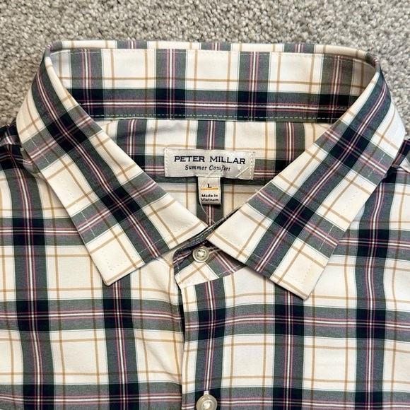NWT Peter Millar Summer Comfort Long Sleeve‎ Button Down UPF 50+ Protection Sz L